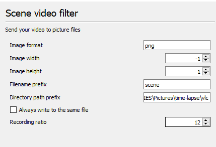 time-lapse video vlc-innstillinger