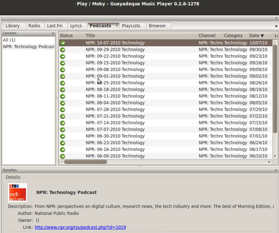 linux-podcast-tools-Guayadeque-grensesnitt
