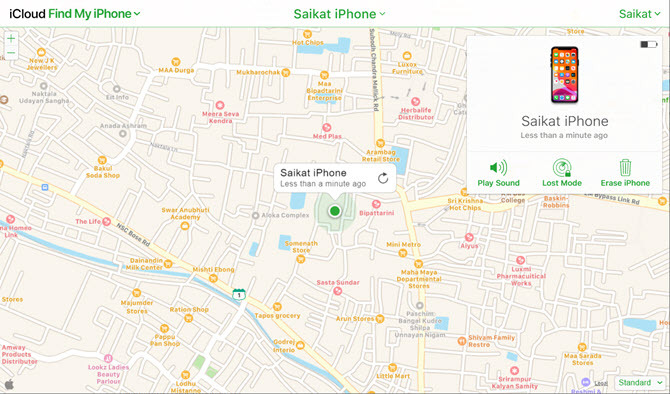 Slette iPhone-alternativet i Finn min iPhone-skjerm