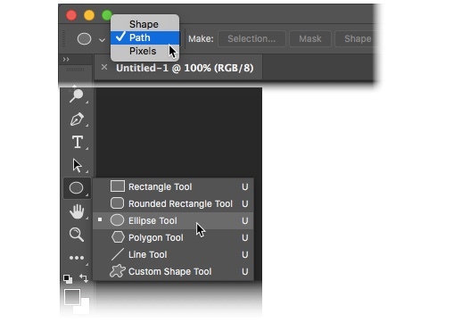 Photoshop CC 2018 – Velg Form og bane