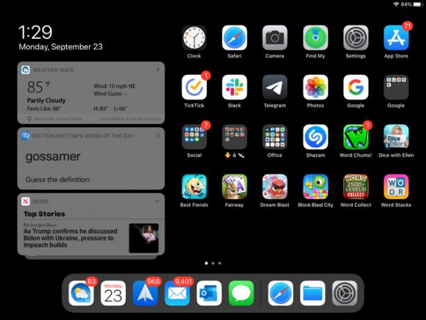 Dagens visning på iPadOS Hjem-skjerm