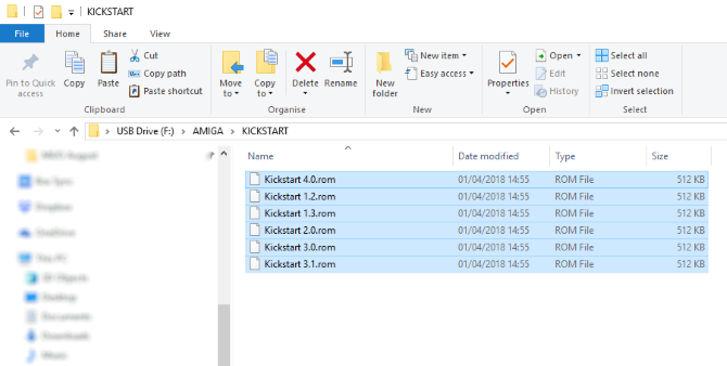 Kopier Amiga Kickstart-filer til USB