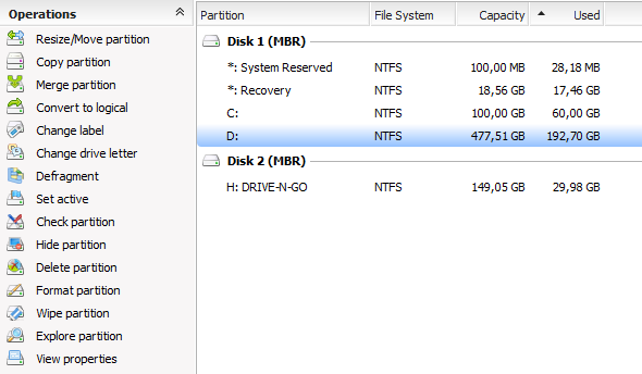 harddisk partisjon manager