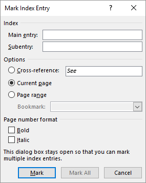 Hvordan lage profesjonelle rapporter og dokumenter i Microsoft Word Mark Entry Index