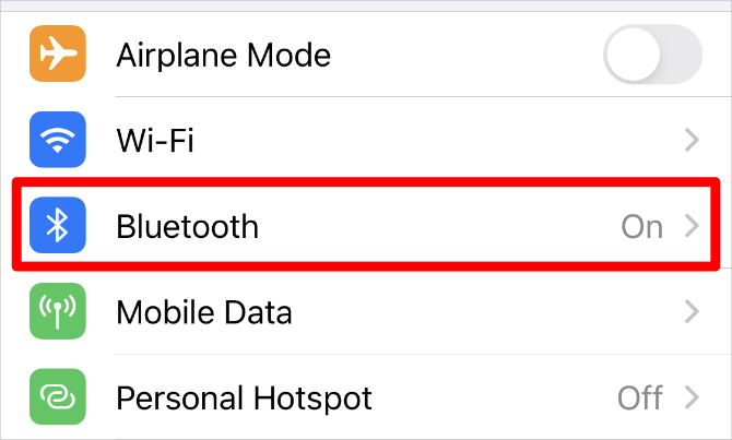 Bluetooth-alternativ i iPhone-innstillinger