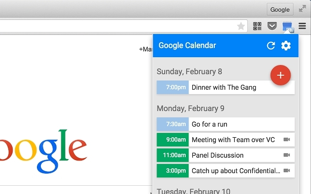 Google Kalender - Chrome-utvidelse