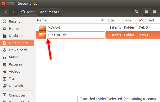 Gi nytt navn til en skjult mappe i Nautilus i Ubuntu