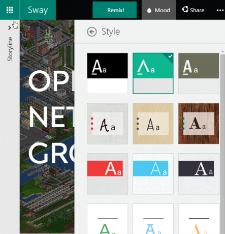 Innstillinger for Microsoft Sway Style