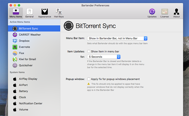 Hvordan tilpasse og rydde innstillingene for Mac-menylinjen din bartender 2