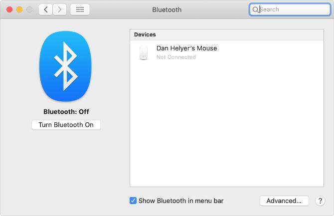 Slå på Bluetooth-knappen fra Mac Systemvalg