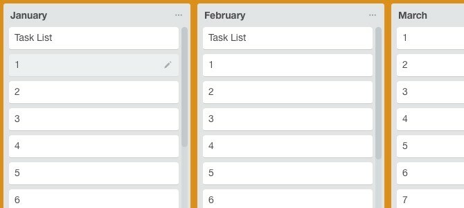 Trello Bullet Journal månedlig logg