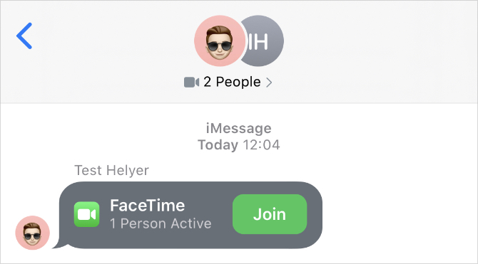 FaceTime aktiv samtale i Meldinger-appen