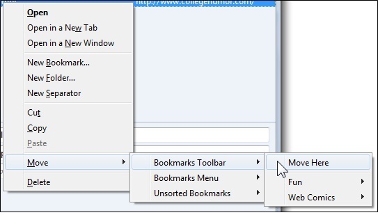 Bokmerke hurtigflytter: Legg til et "Flytt" -alternativ til Firefox bokmerker Context Menu Movhere