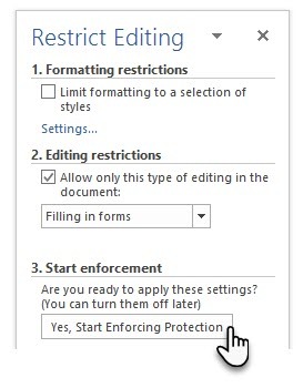 Lag en utfyllbar form i Word 2016 og samle data på den enkle måten Begrens redigering