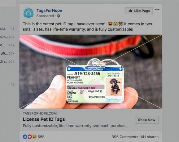 Facebook-annonsestørrelse