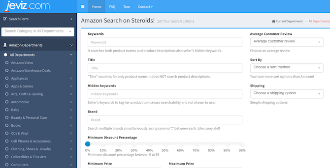 Amazon nettsteder og verktøy - Jeviz