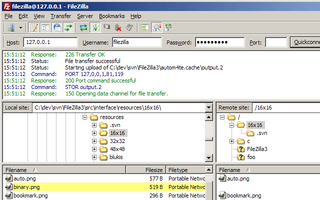 Dette er en skjermdumping av et av de beste Windows FTP-programmene. Det heter FileZilla