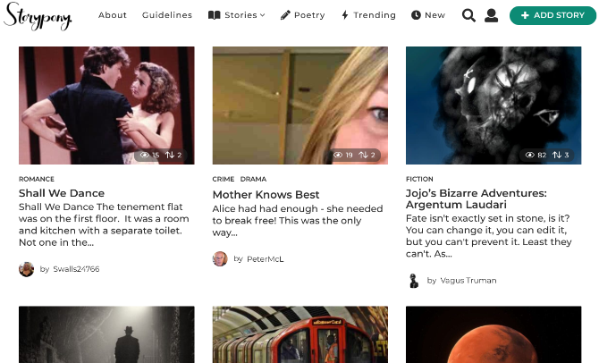 Storypony er et fellesskap for å lese og skrive gratis noveller på tvers av kategorier