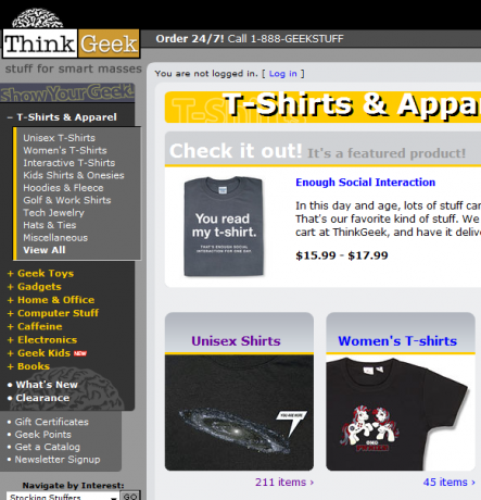 thinkgeek - geeky t-skjorter