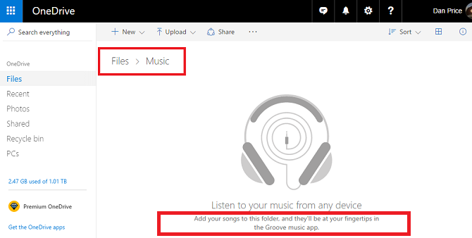 onedrive musikkmappe