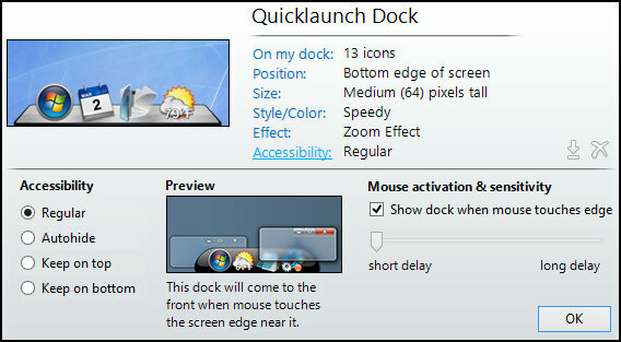 ObjectDock: Tilpass skrivebordet raskt og øke funksjonaliteten [Windows] ObjectDock-innstillinger Tilgjengelighet for hjemmet