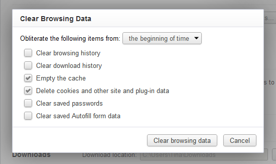 Google Chrome Clear Browsing Data