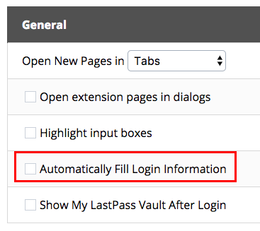 Vær forsiktig: Slutt å bruke autofyll i passordbehandlingen Lastpass Autofill fill Settings