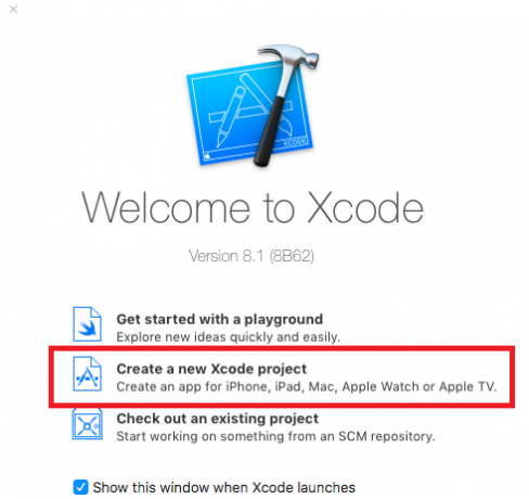 xcode opprette prosjekt