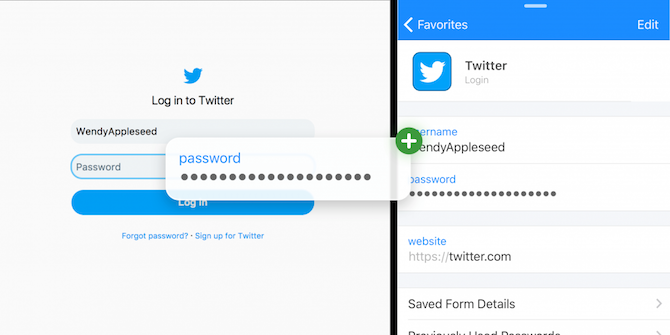 1Passord iOS 11 Dra og slipp