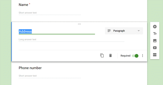 Google Sheets, kontaktskjema