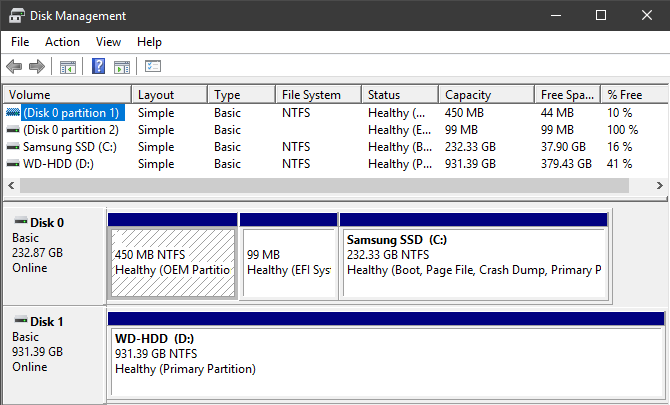 Windows 10 Disk Management