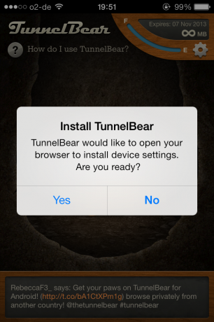 Konfigurer en VPN på din iPhone i løpet av minutter med Tunnelbear tunnelbear3