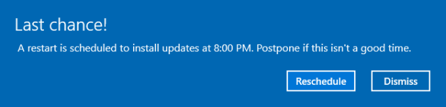 Planlagt omstart av Windows 10