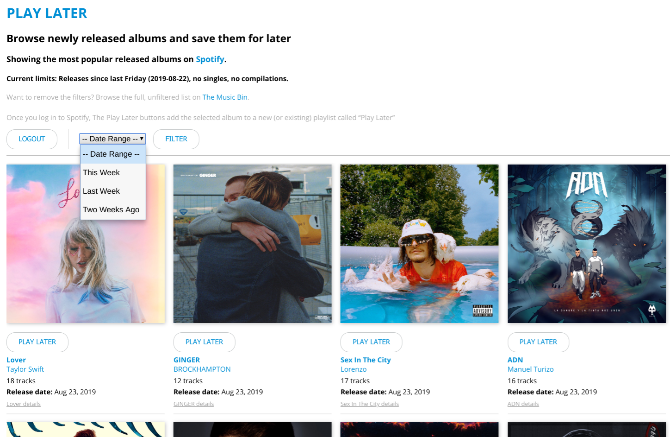 Finn de beste nye musikkalbumene på Spotify gjennom Play-Later