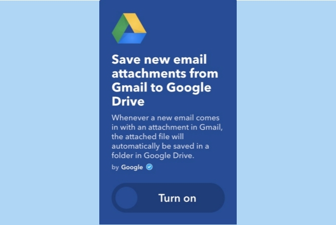 ifttt gmail vedlegg til Google Drive