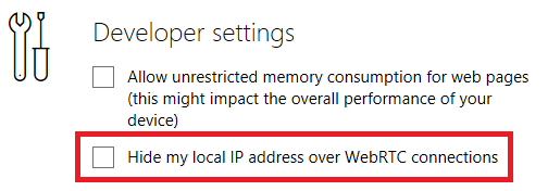 innstillinger for microsoft edge - WebRTC