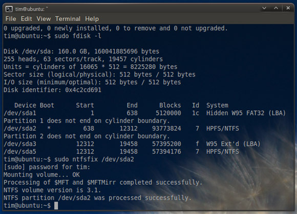 redning ntfs filsystem fra Linux