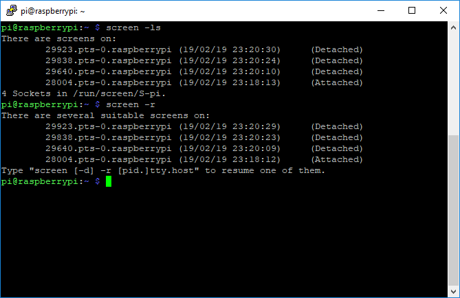 GNU-skjermterminalskjerm Sett sammen liste igjen