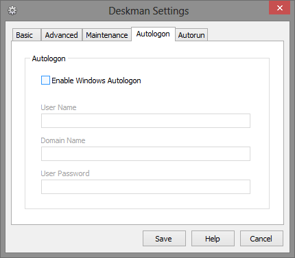 12 Autologon Tab - Innstillinger for deskman