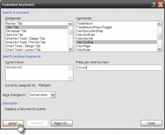 Sett opp tilpassede snarveistaster i MS Word og lag et jukseark Tilpass tastatur2