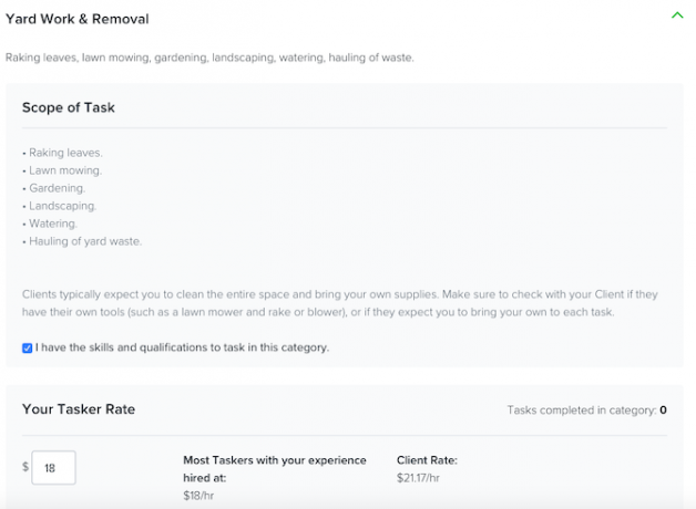 TaskRabbit-jobber i kategorien Yard Work