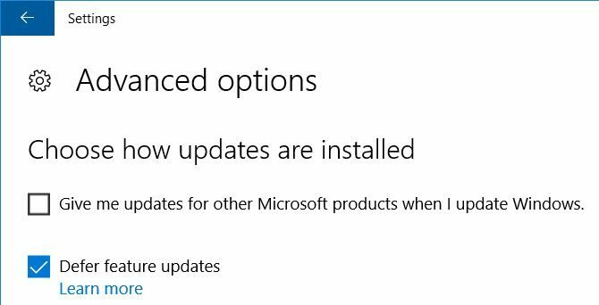 Slik får du oppdatering av Windows 10-skaperne nå Windows 10 Defer Feature Updates 670x342