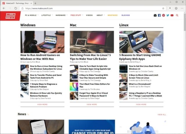 microsoft edge krom nettleser bruk av webside