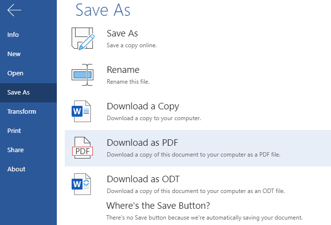 Word Online Save As Prompt