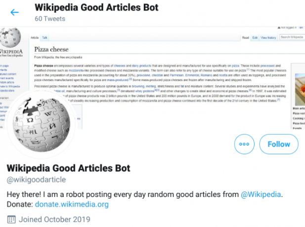 Wiki Good Article Bot tweets en tilfeldig kobling basert på Wikipedia's seks kriterier for gode artikler