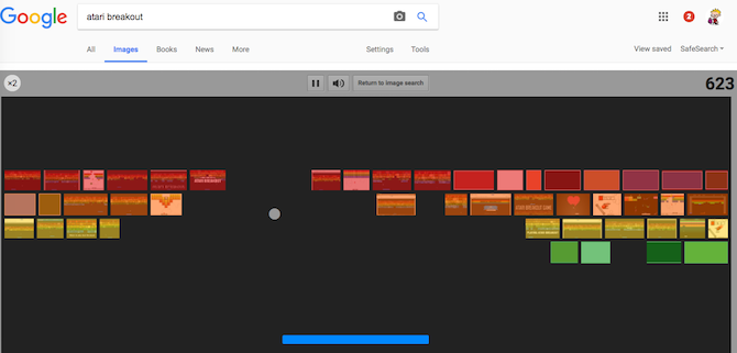Spill klassisk mursteinbrytende spill Atari Breakout i Google Bilder