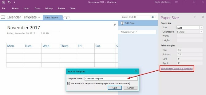 opprett onenote-kalendermal