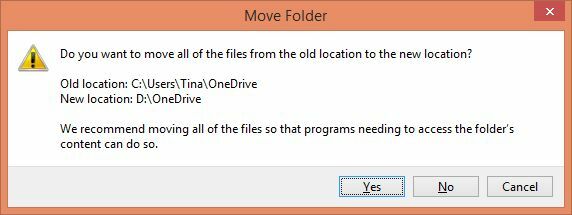 Flytt OneDrive-mappen