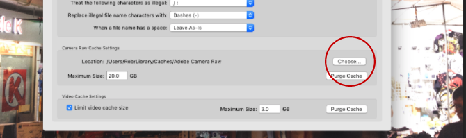 plassering av mapper for lightroom cache