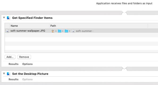 Automator-app for å angi et spesifikt skrivebordsbilde på Mac